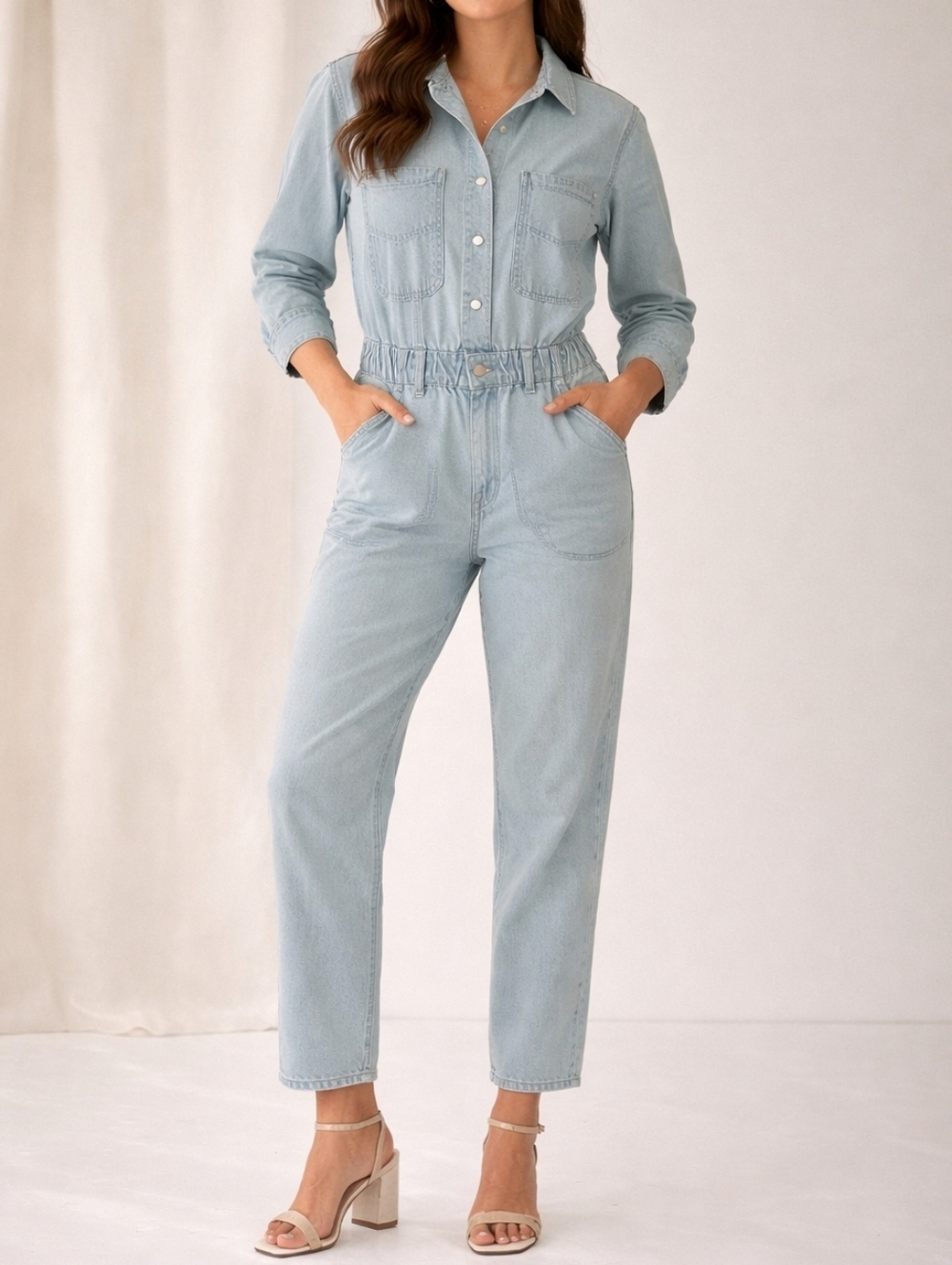 Universal Thread Denim Jumpsuit Size 6 Light Wash Button Front NWT